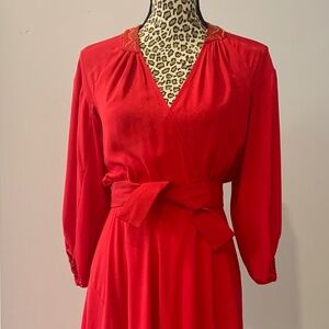 Lush Red Silk Wrap Dress by L.A.MB. Size XS. Light Weight, Flowy & Elegant.